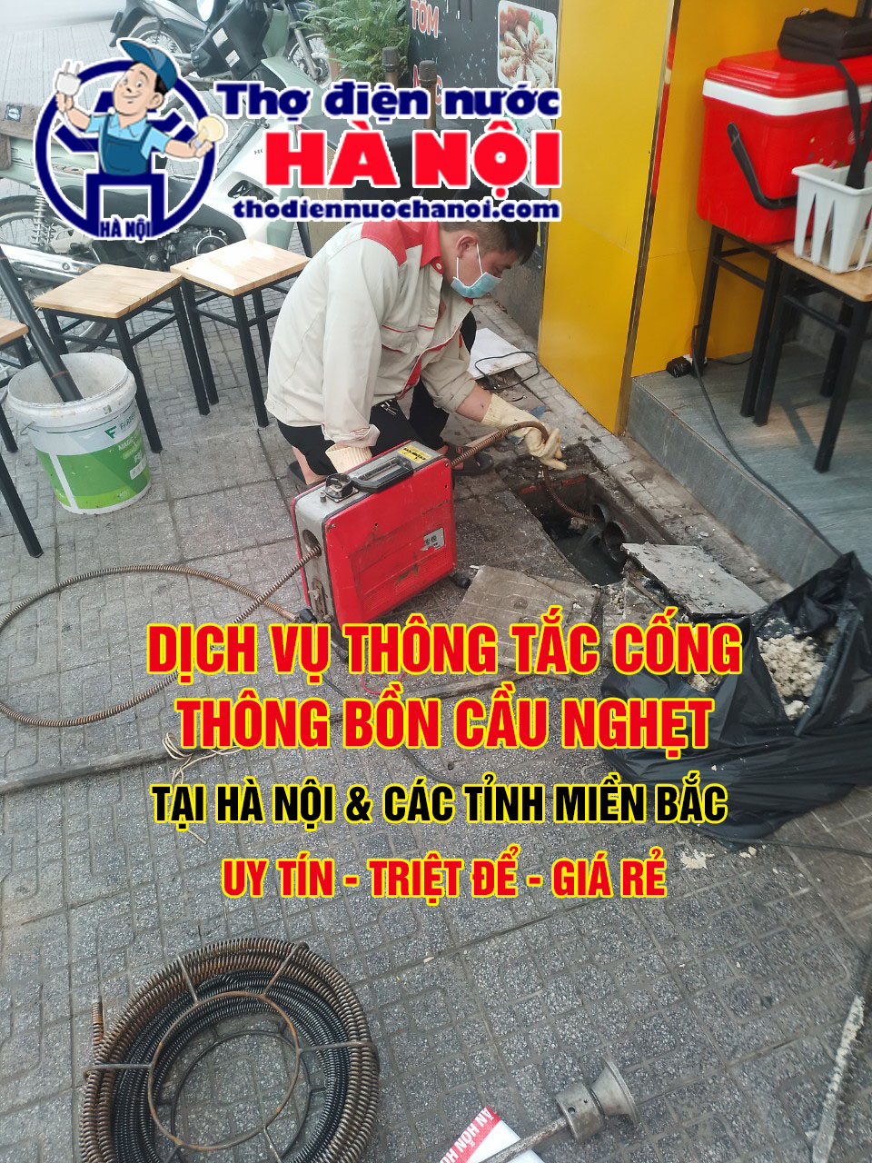 Dịch vụ thông tắc cống, thông bồn cầu nghẹt giá rẻ ở Thanh Xuân, Hà Nội